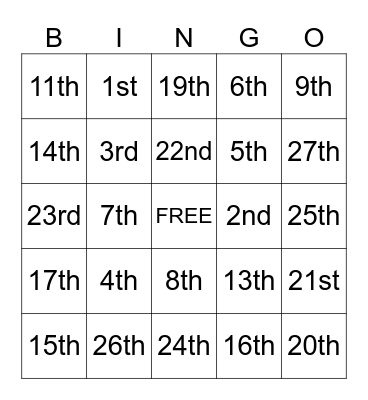 amendments Bingo Card