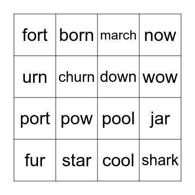 Phonics Bingo Card
