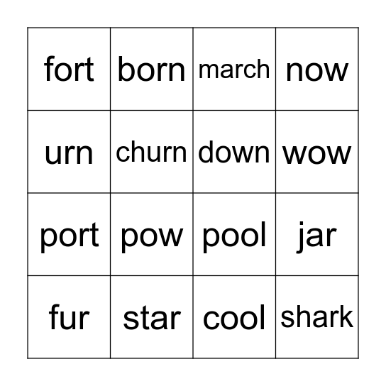 Phonics Bingo Card