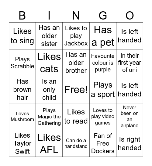 CSG Human Bingo Card