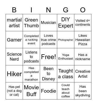 Get To Know Your Colleague Bingo Card