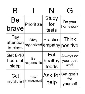 Strategies For Success Bingo Card