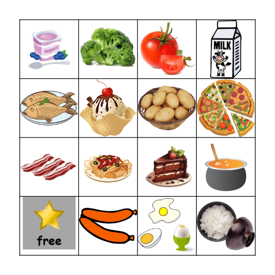 Food Bingo Card