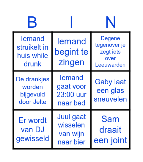 Vriendenweekend bingo 2024 Bingo Card