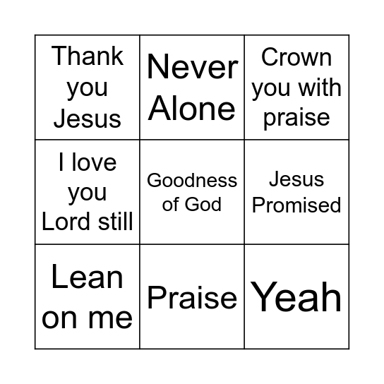 YMCA Gospel Bingo Card