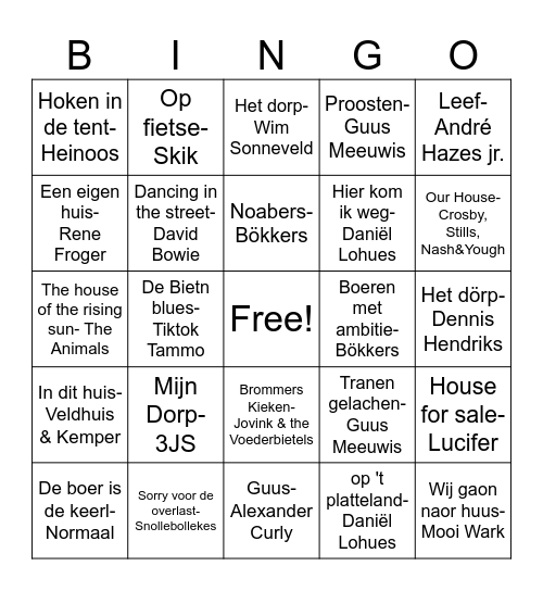 De Buren Bingo! Bingo Card