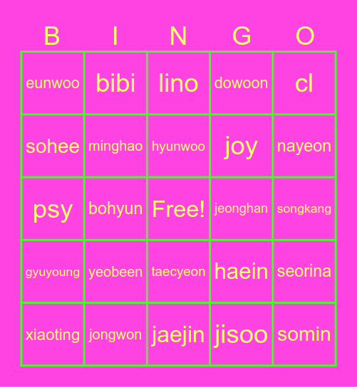 hima Bingo Card
