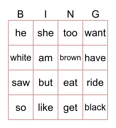 Sight Words Kids L2-1 Bingo Card