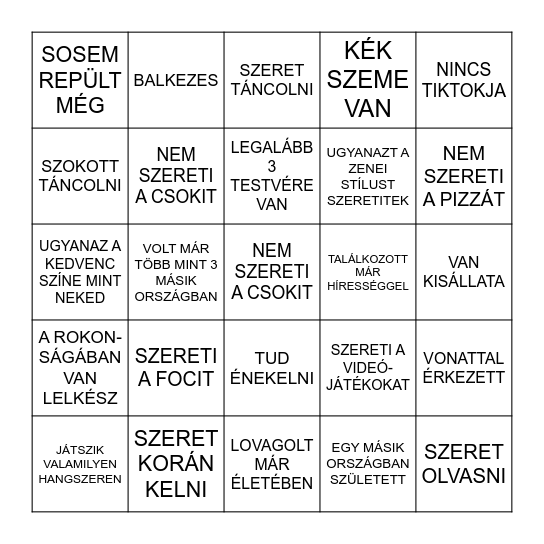 KERESS VALAKIT, AKI/AKINEK... Bingo Card