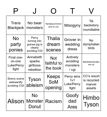 PJO TV S2 bingo Card
