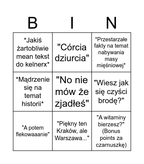 Mój stary Bingo Card