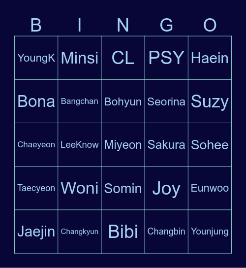 Yoinyoni Bingo Card