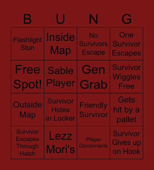 DBD Bingo Card