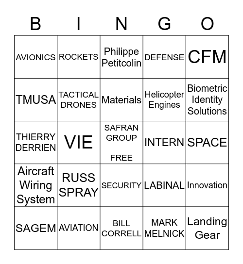 SAFRAN   Bingo Card