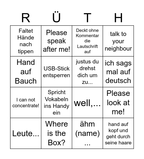 Herr Rüth Bingo Card