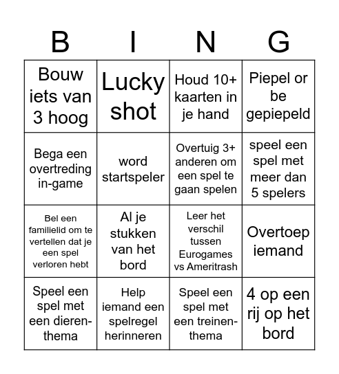 Boardgamebingo Card