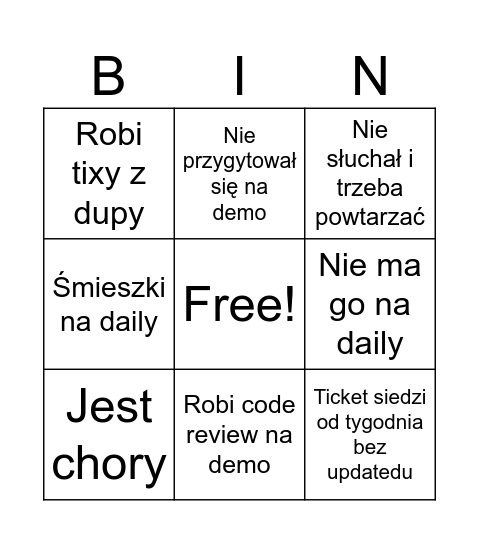 demo Bingo Card