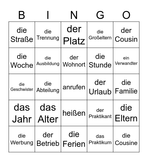 woordenlijst 1, 2 en 3 Bingo Card