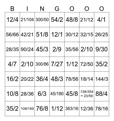 MULTIPLY & DIVIDE FRACTIONS! Bingo Card