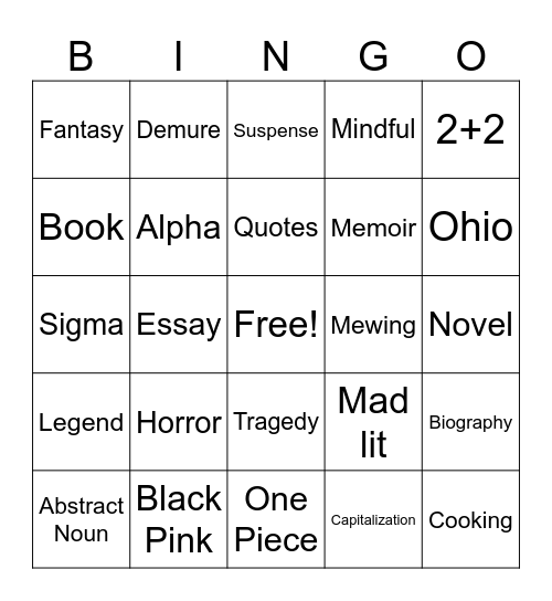 Ms Maria Bingo Card