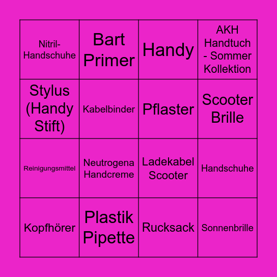 Christian's Stuff Bingo Card