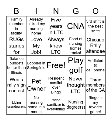 Ambassador Bingo Card