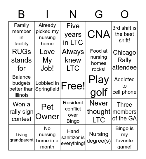 Ambassador Bingo Card