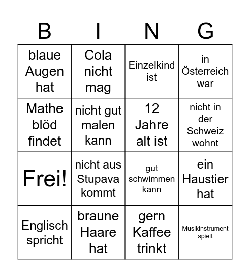 Finde eine Person, die... Bingo Card