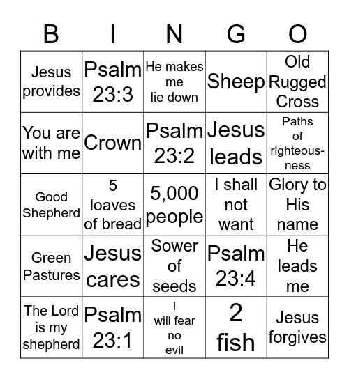 GOOD SHEPHERD BINGO Card