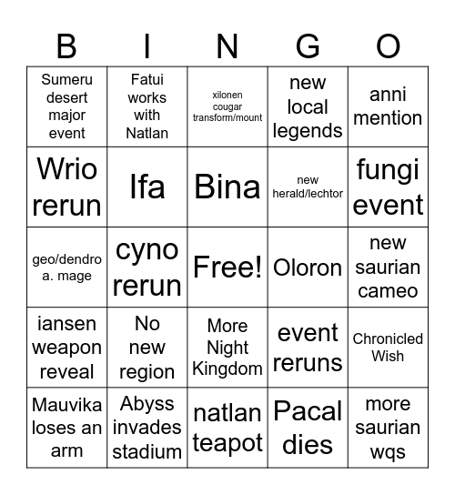 5.1 Bingo Card