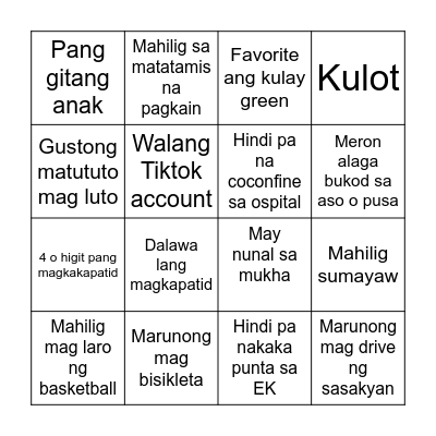 GETTING TO KNOW BINGO Card