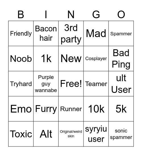 TSB BINGO Card