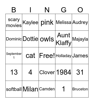 All About Mrs. Beebe Bingo Card