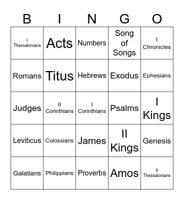 Bible Bingo Card