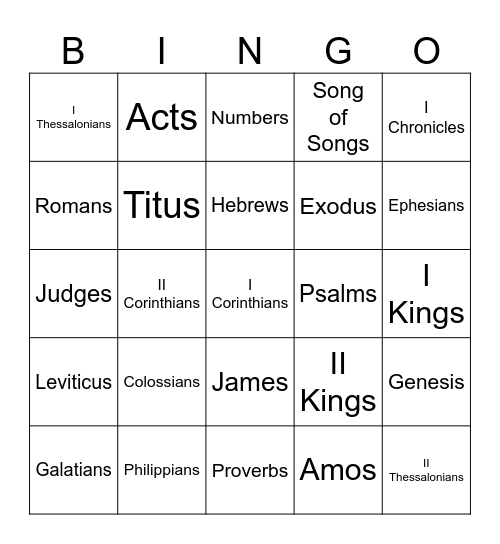 Bible Bingo Card