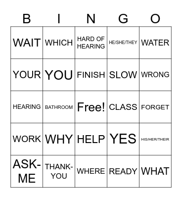 ASL 3 Week Review Bingo Card