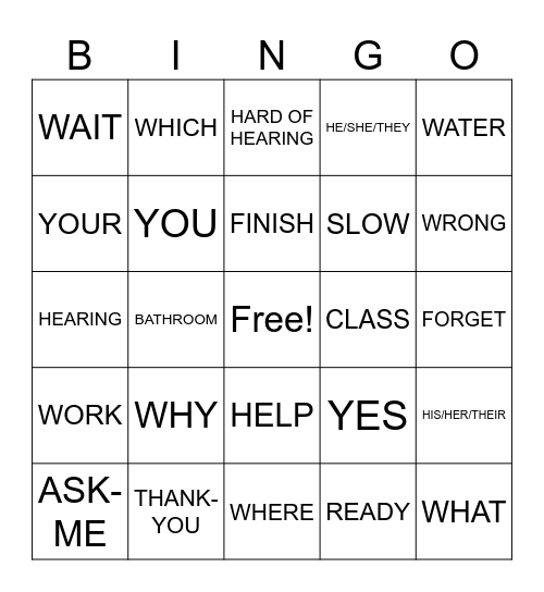 ASL 3 Week Review Bingo Card