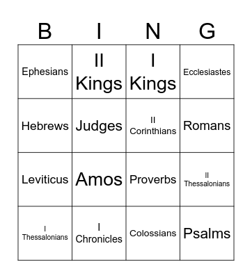 Bible Bingo Card