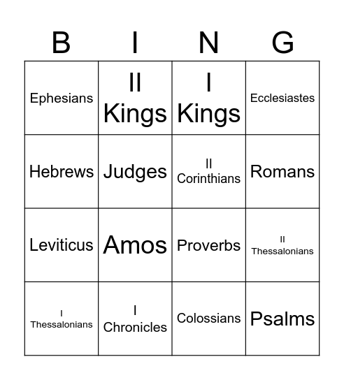 Bible Bingo Card