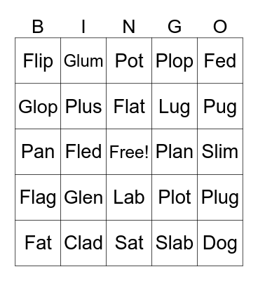 L Blends Bingo Card