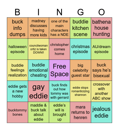 9-1-1 s8 bingo Card