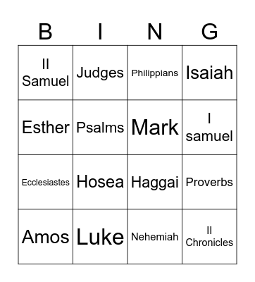 Bible Bingo Card