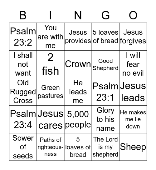 Good Shepherd Bingo Card