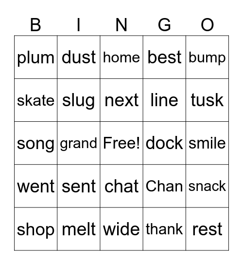 Blends Bingo Card