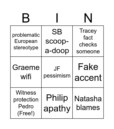 International B I N G O Bingo Card