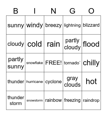 WEATHER Bingo Card
