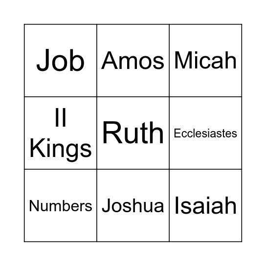 Old Testament Bingo Card