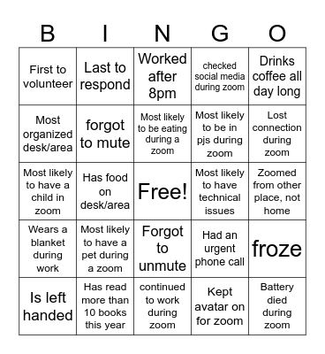 Coffee Break Bingo! Bingo Card