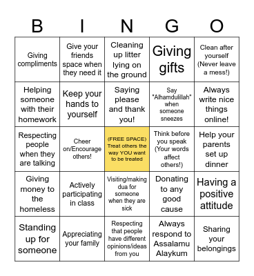 KINDNESS BINGO Card