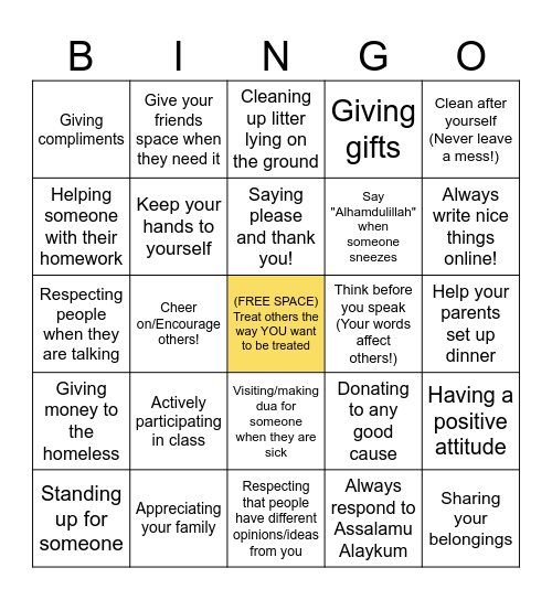 KINDNESS BINGO Card